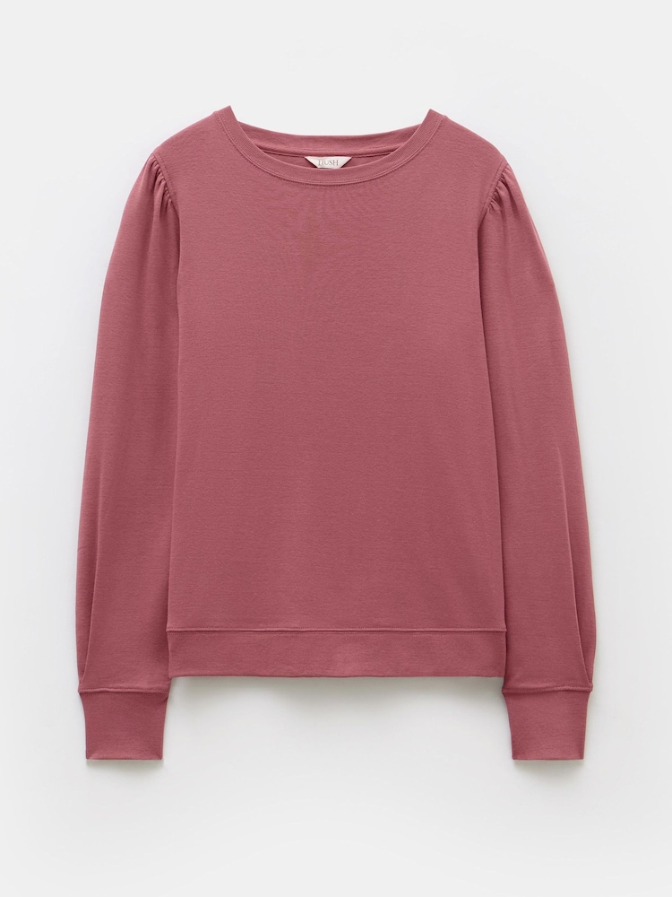 Hush Pink Emily Puff Sleeve 100% Cotton Jersey Top - Image 5 of 5