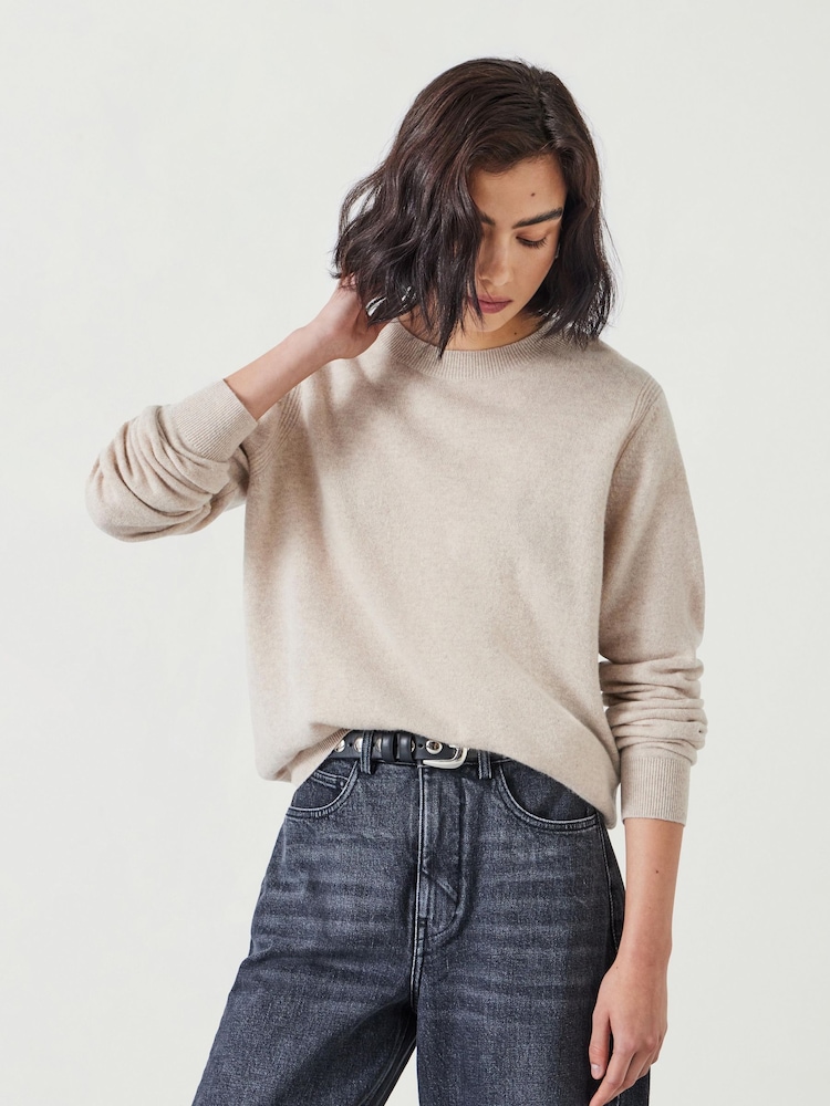 Hush Cream Ivy Fine Merino Crew Jumper - Image 1 of 5
