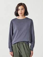 Hush Light Grey Emily Puff Sleeve 100% Cotton Jersey Top - Image 1 of 5