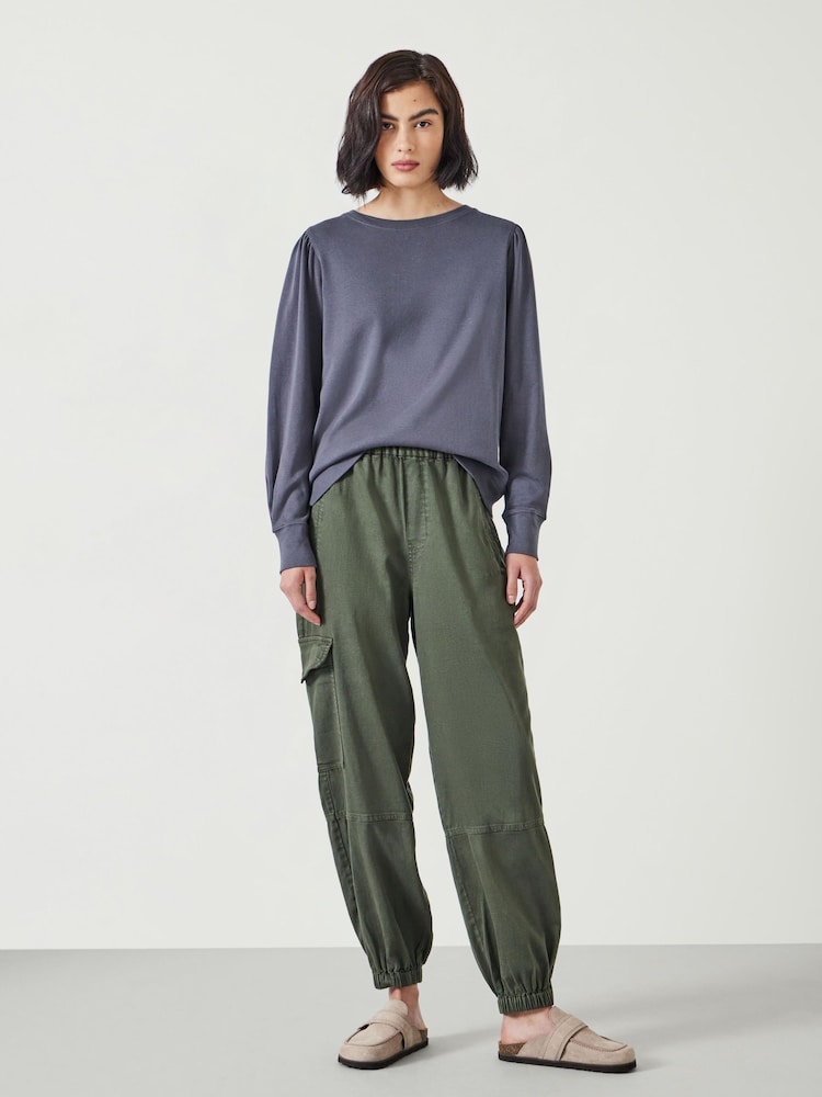 Hush Light Grey Emily Puff Sleeve 100% Cotton Jersey Top - Image 2 of 5