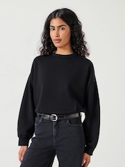 Hush Black Blair Dart Detail Relaxed 100% Cotton Sweatshirt - Image 1 of 5