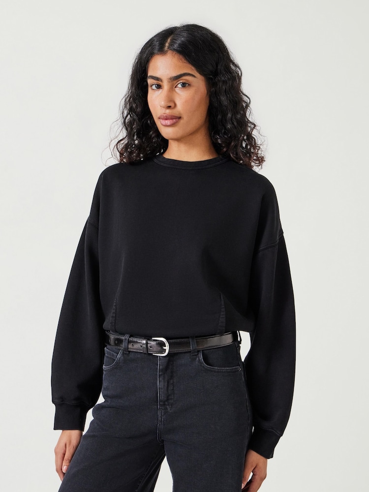 Hush Black Blair Dart Detail Relaxed 100% Cotton Sweatshirt - Image 1 of 5 Hush Black Blair Dart Detail Relaxed 100% Cotton Sweatshirt - Image 1 of 5