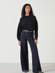 Hush Black Blair Dart Detail Relaxed 100% Cotton Sweatshirt - Image 2 of 5
