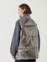 Hush Silver Alice Metallic Puffer Gilet - Image 3 of 5