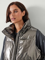 Hush Silver Alice Metallic Puffer Gilet - Image 4 of 5