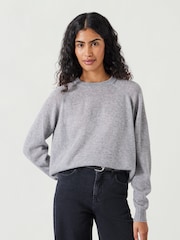 Hush Grey Jasmine Cashmere Rib Detail Jumper - Image 1 of 4