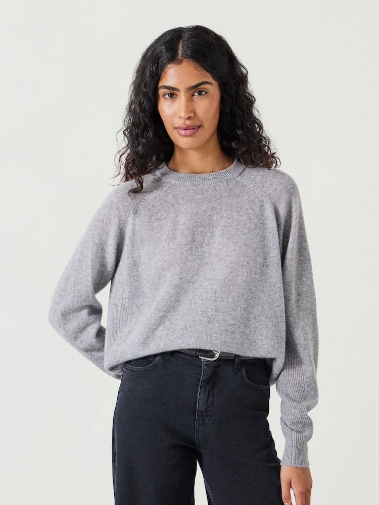 Hush Grey Jasmine Cashmere Rib Detail Jumper - Image 1 of 4