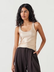 Hush Gold Alyssa Metallic Rib Vest - Image 1 of 4