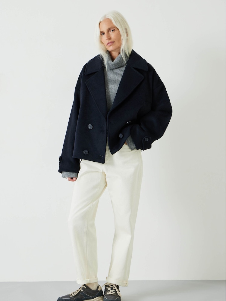 Hush Blue Cropped Wool Pea Coat - Image 2 of 5