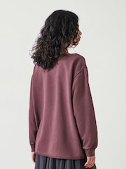 Hush Brown Josie Relaxed Raw Edge Hem 100% Cotton Sweatshirt - Image 2 of 4