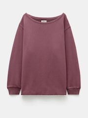 Hush Brown Josie Relaxed Raw Edge Hem 100% Cotton Sweatshirt - Image 4 of 4