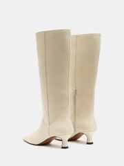 Hush Cream Katlynn Leather Kitten Heel Knee High Boots - Image 4 of 5