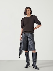 Hush Brown Jessie 100% Cotton Chunky Rib Top - Image 2 of 5