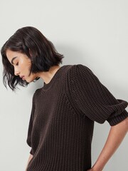 Hush Brown Jessie 100% Cotton Chunky Rib Top - Image 4 of 5