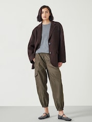 Hush Green Ava Shiny Lightweight Cargo Trousers - Image 1 of 4