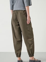 Hush Green Ava Shiny Lightweight Cargo Trousers - Image 2 of 4
