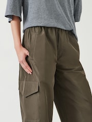 Hush Green Ava Shiny Lightweight Cargo Trousers - Image 3 of 4