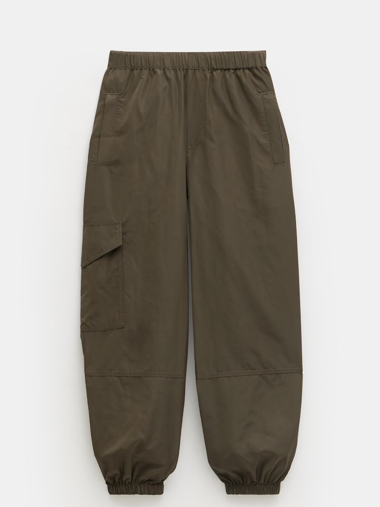 Hush Green Ava Shiny Lightweight Cargo Trousers - Image 4 of 4