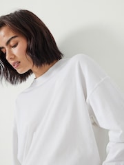Weiß - Hush Flo Oversized Long Sleeve 100% Cotton T-Shirt - Bild 3 von 4