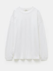 Weiß - Hush Flo Oversized Long Sleeve 100% Cotton T-Shirt - Bild 4 von 4