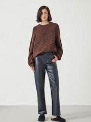 Hush Black Colette Leather Straight Leg Trousers - Image 1 of 4
