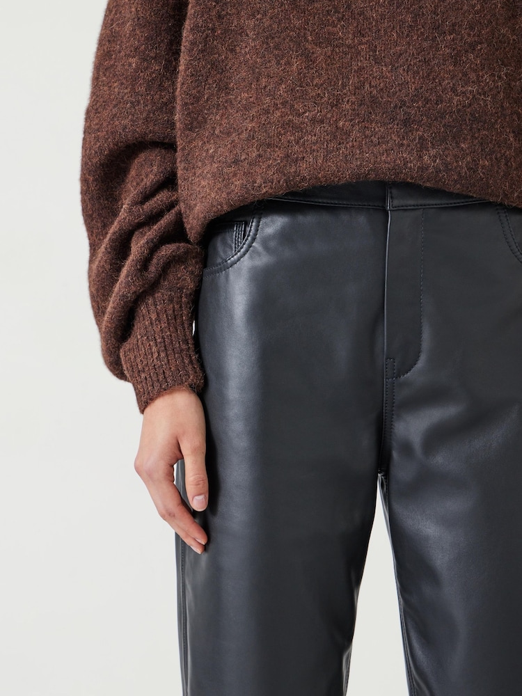 Hush Black Colette Leather Straight Leg Trousers - Image 3 of 4