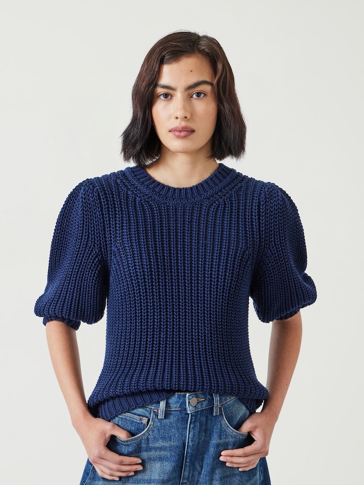 Hush Blue Jessie 100% Cotton Chunky Rib Top - Image 1 of 4