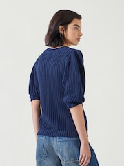 Hush Blue Jessie 100% Cotton Chunky Rib Top - Image 2 of 4