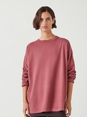 Rosa - Hush Flo Oversized Long Sleeve 100% Cotton T-Shirt - Imagen 1 de 4