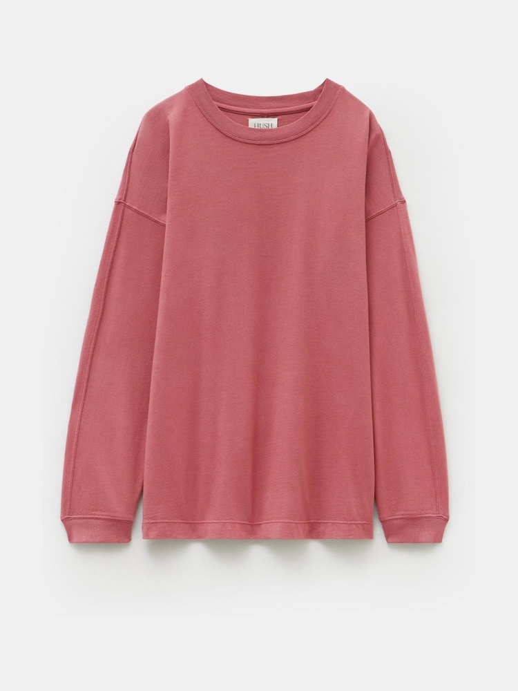 Rosa - Hush Flo Oversized Long Sleeve 100% Cotton T-Shirt - Imagen 4 de 4