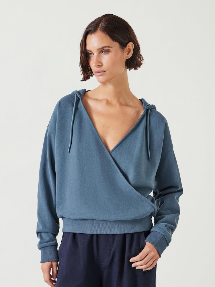 Hush Blue Daisy Wrap 100% Cotton Hoodie - Image 1 of 4