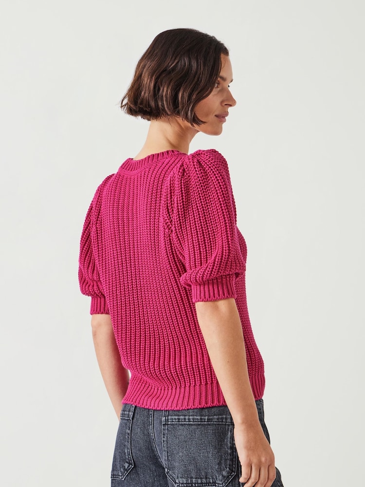 Hush Pink Jessie 100% Cotton Chunky Rib Top - Image 2 of 4