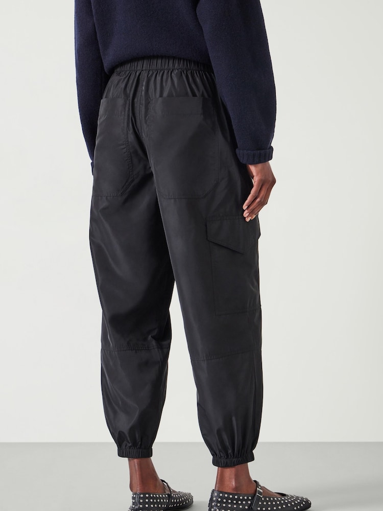 Hush Black Ava Shiny Lightweight Cargo Trousers - Image 2 of 4