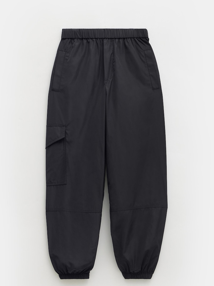 Hush Black Ava Shiny Lightweight Cargo Trousers - Image 4 of 4