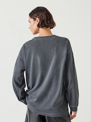 Grau - Hush Flo Oversized Long Sleeve 100% Cotton T-Shirt - Bild 2 von 4
