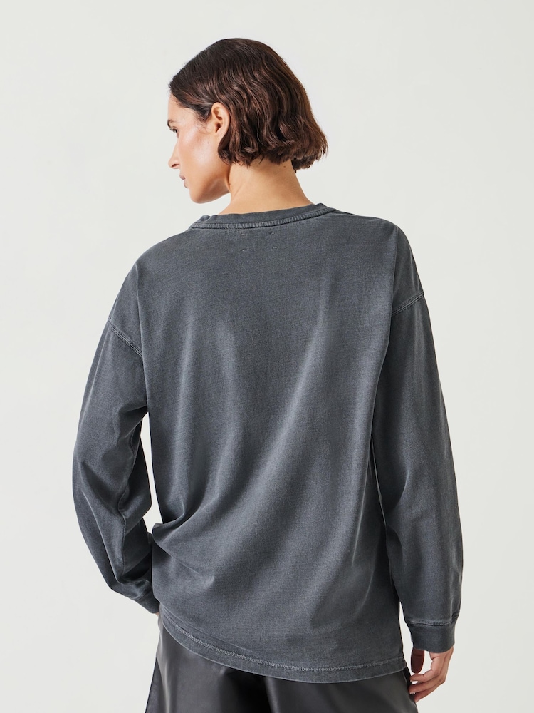 Grau - Hush Flo Oversized Long Sleeve 100% Cotton T-Shirt - Bild 2 von 4