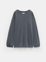 Grau - Hush Flo Oversized Long Sleeve 100% Cotton T-Shirt - Bild 4 von 4