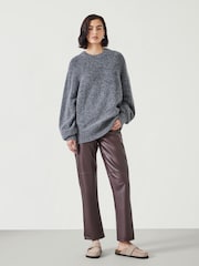 Hush Red Colette Leather Straight Leg Trousers - Image 1 of 4