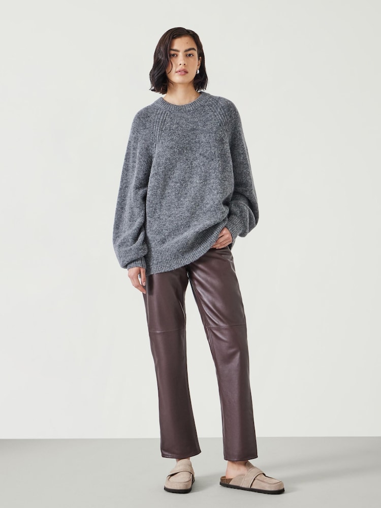 Hush Red Colette Leather Straight Leg Trousers - Image 1 of 4