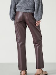 Hush Red Colette Leather Straight Leg Trousers - Image 2 of 4
