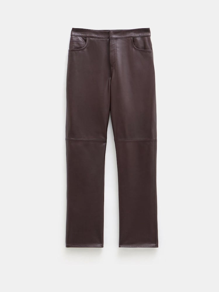 Hush Red Colette Leather Straight Leg Trousers - Image 4 of 4