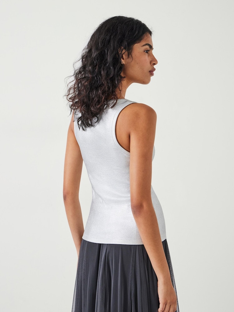 Hush Silver Alyssa Metallic Rib Vest - Image 2 of 4