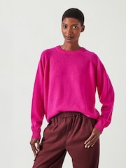 Hush Pink Jasmine Cashmere Rib Detail Jumper - Image 1 of 4
