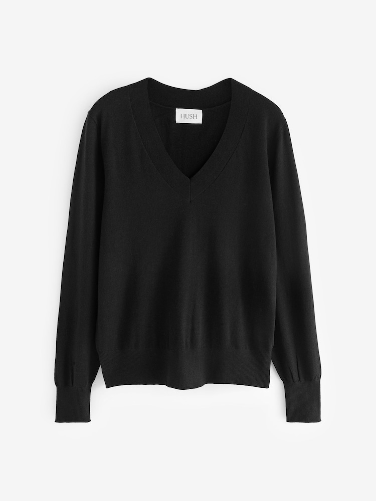 Hush Black Scarlett Cashmere V-Neck Jumper - Image 5 of 5
