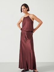 Hush Brown Indra Satin Skirt - Image 1 of 5