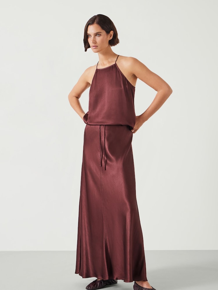 Hush Brown Indra Satin Skirt - Image 1 of 5