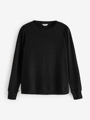 Hush Black Emily Puff Sleeve 100% Cotton Jersey Top - Image 3 of 3