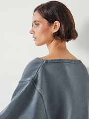 Hush Grey Josie Relaxed Raw Edge Hem 100% Cotton Sweatshirt - Image 3 of 5