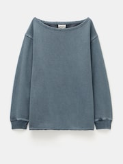 Hush Grey Josie Relaxed Raw Edge Hem 100% Cotton Sweatshirt - Image 5 of 5