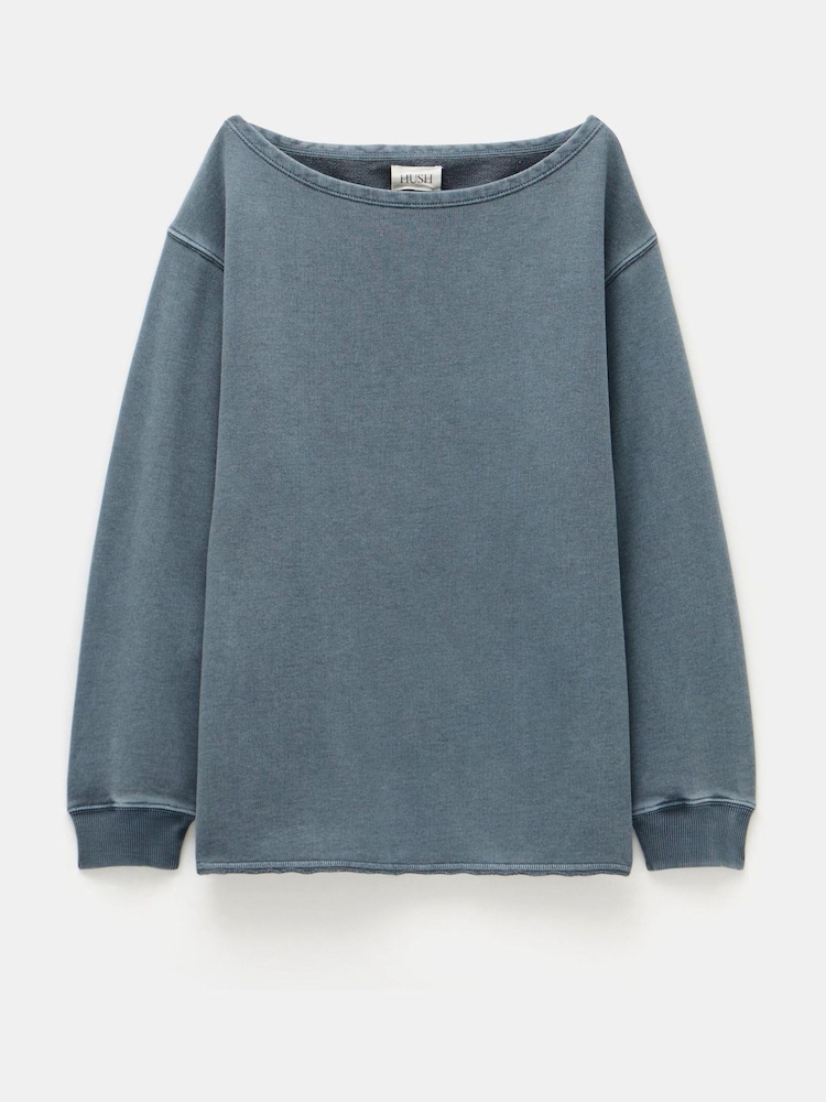 Hush Grey Josie Relaxed Raw Edge Hem 100% Cotton Sweatshirt - Image 5 of 5